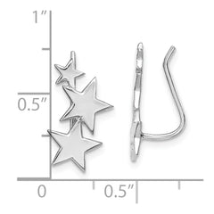 Rhodium-plated Sterling Silver Graduating Stars Climber Earrings