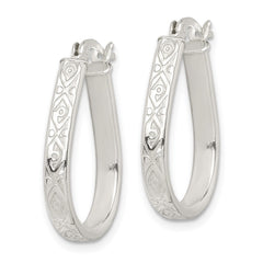 Sterling Silver Patterned 3mm Teardrop Hoop Earrings