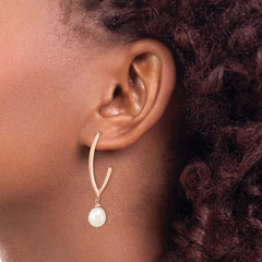 Sterling Silver Rose-tone 18K Flash-plated 8-9mm Rice FWC Pearl Earrings