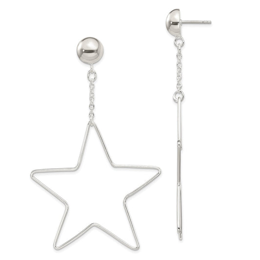 Sterling Silver Star Dangle Post Earrings