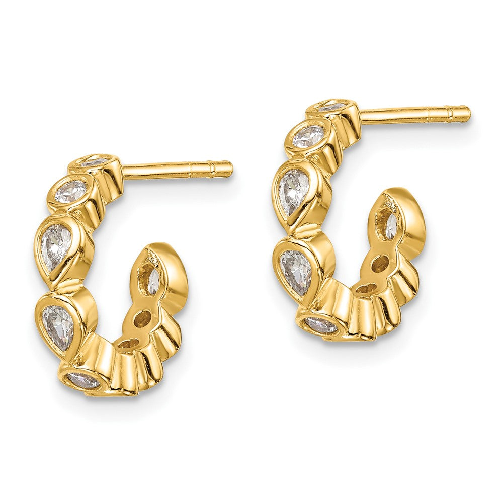 Yellow Gold-plated Sterling Silver CZ Post Hoop Earrings