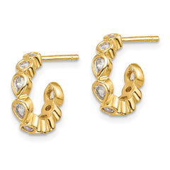 Yellow Gold-plated Sterling Silver CZ Post Hoop Earrings
