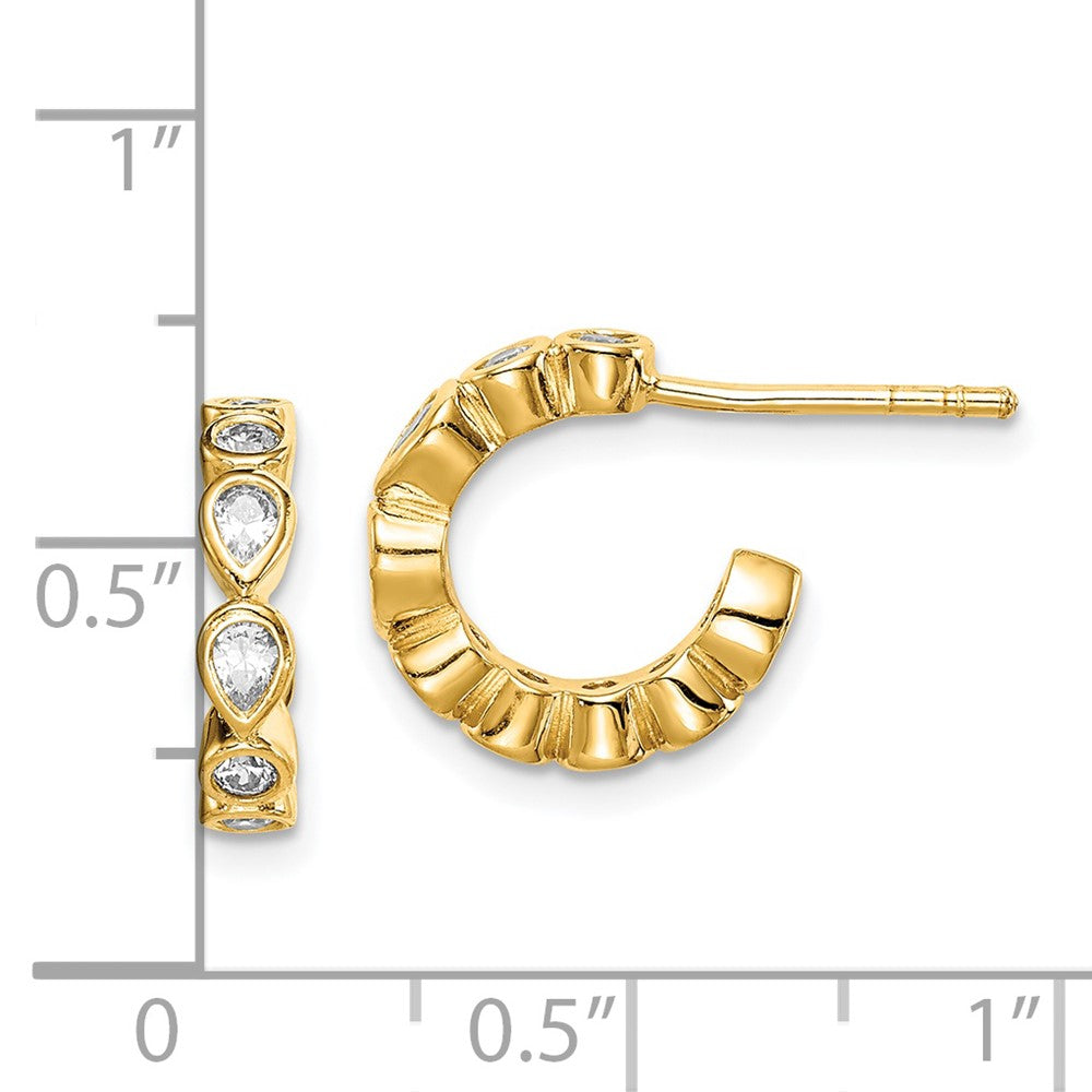 Yellow Gold-plated Sterling Silver CZ Post Hoop Earrings
