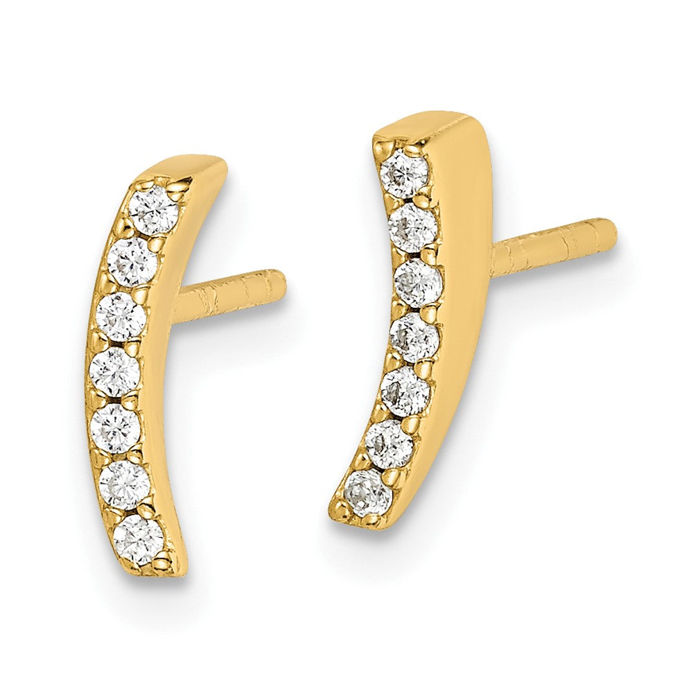 Yellow Gold-plated Sterling Silver CZ Post Earrings