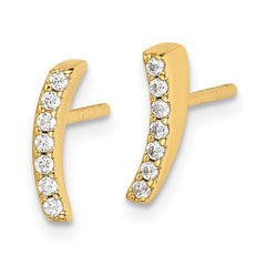 Yellow Gold-plated Sterling Silver CZ Post Earrings
