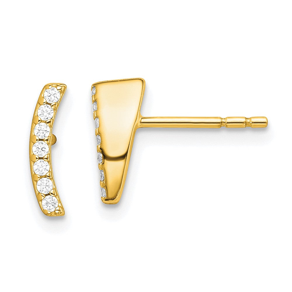 Yellow Gold-plated Sterling Silver CZ Post Earrings