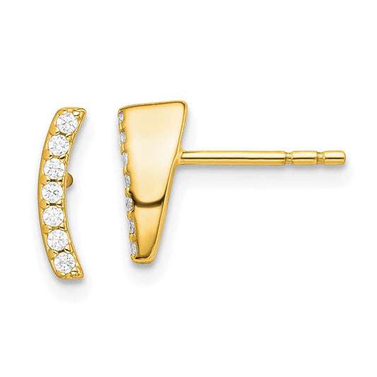 Yellow Gold-plated Sterling Silver CZ Post Earrings