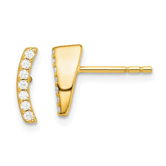 Yellow Gold-plated Sterling Silver CZ Post Earrings
