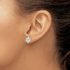 Rhodium-plated Sterling Silver Snowflake CZ Earrings