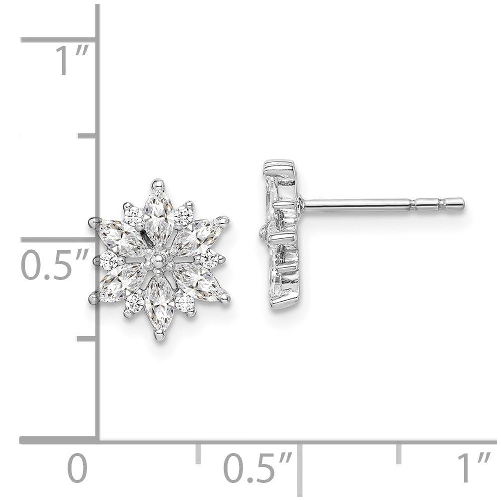 Rhodium-plated Sterling Silver Snowflake CZ Earrings