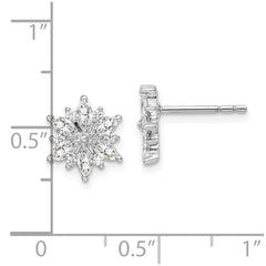 Rhodium-plated Sterling Silver Snowflake CZ Earrings