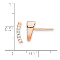 Rose Gold-plated Sterling Silver CZ Post Earrings