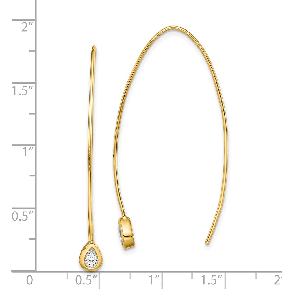 Sterling Silver Gold-tone CZ Threader Earrings