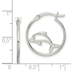 Sterling Silver Polished Dolphin Hoop Earrings