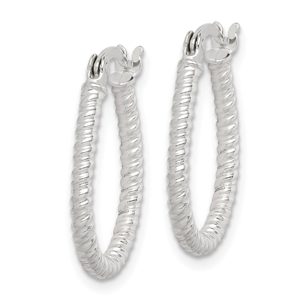 Sterling Silver Twisted 2.5mm Teardrop Hoop Earrings