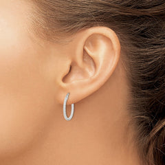 Sterling Silver Twisted 2x20mm Round Hoop Earrings