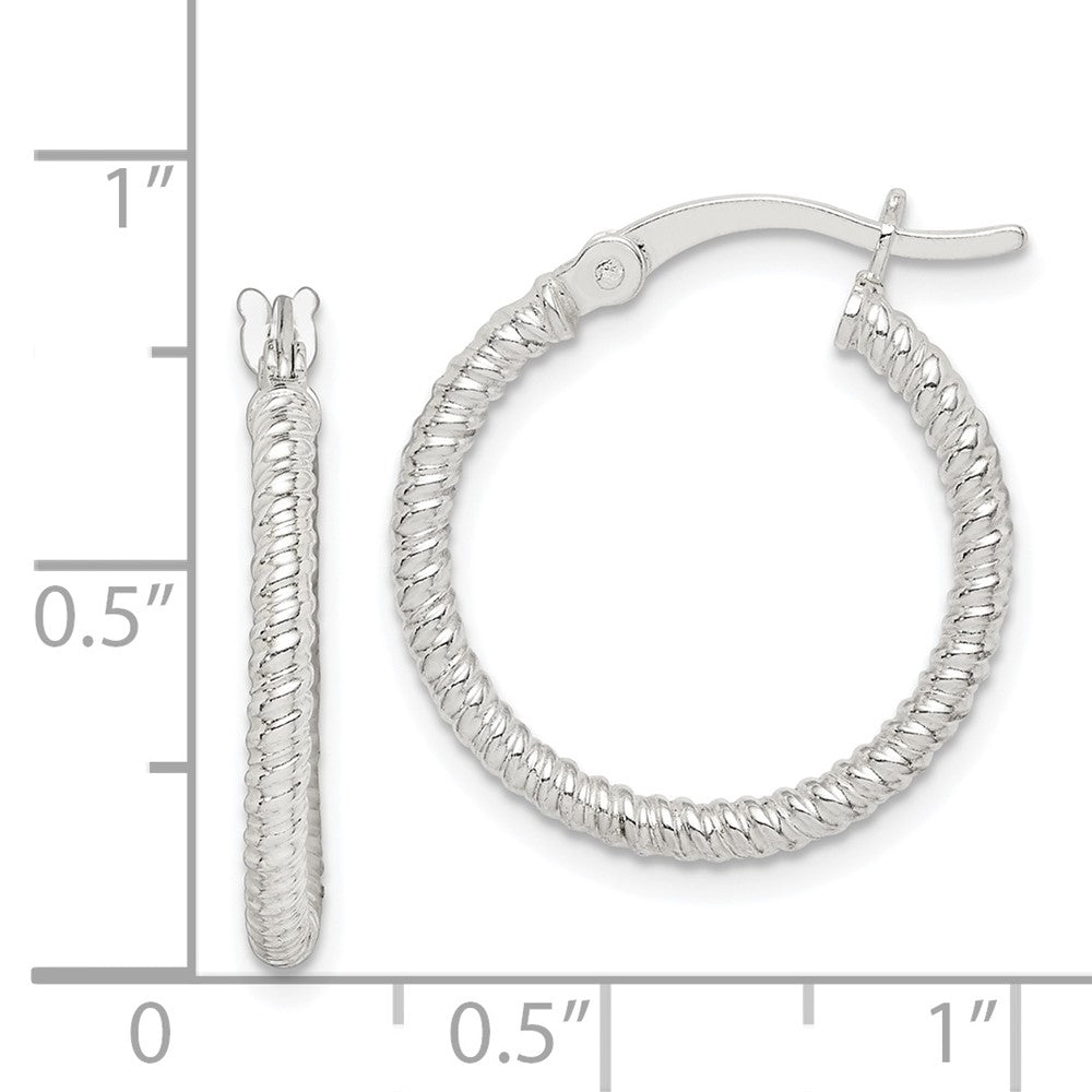 Sterling Silver Twisted 2x20mm Round Hoop Earrings