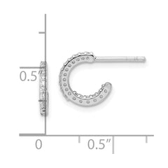 Rhodium-plated Sterling Silver In Out CZ Hoop Post Earrings