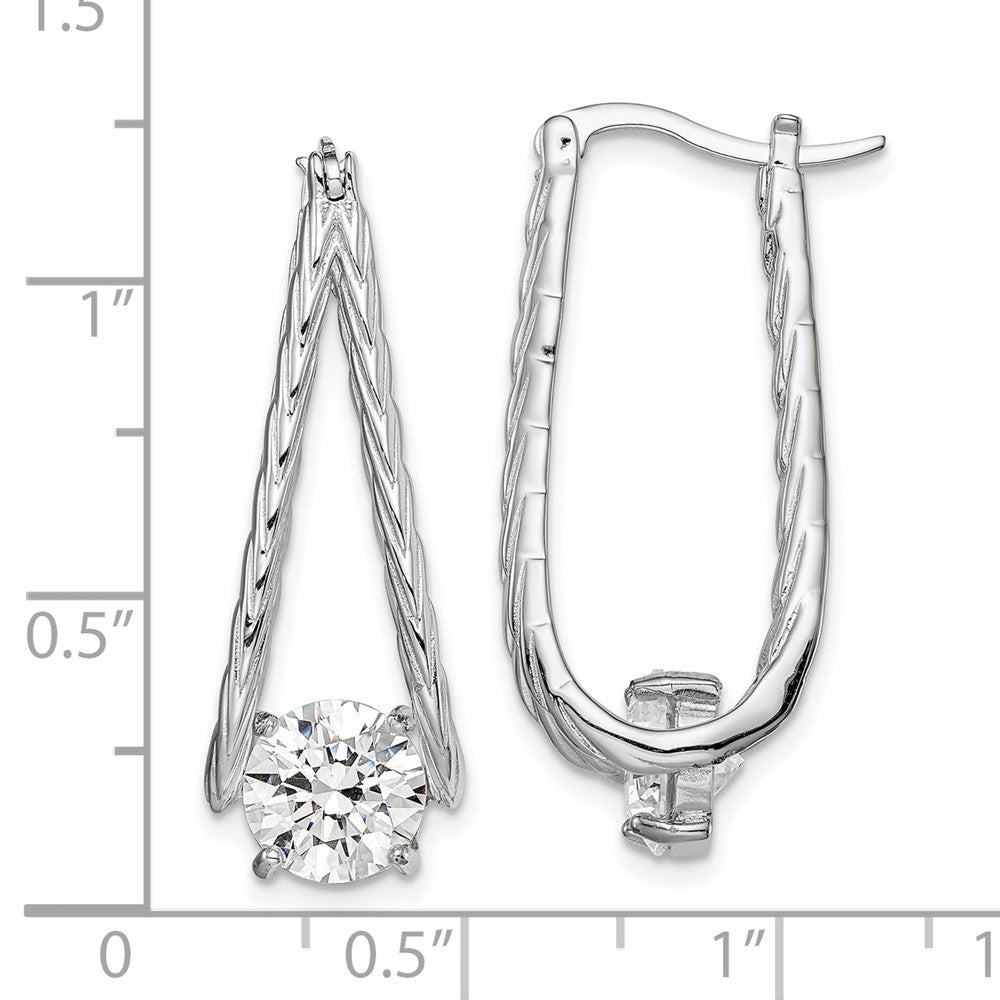 Rhodium-plated Sterling Silver CZ Hoop Earrings