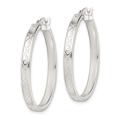 Sterling Silver Patterned 3mm Hoop Earrings
