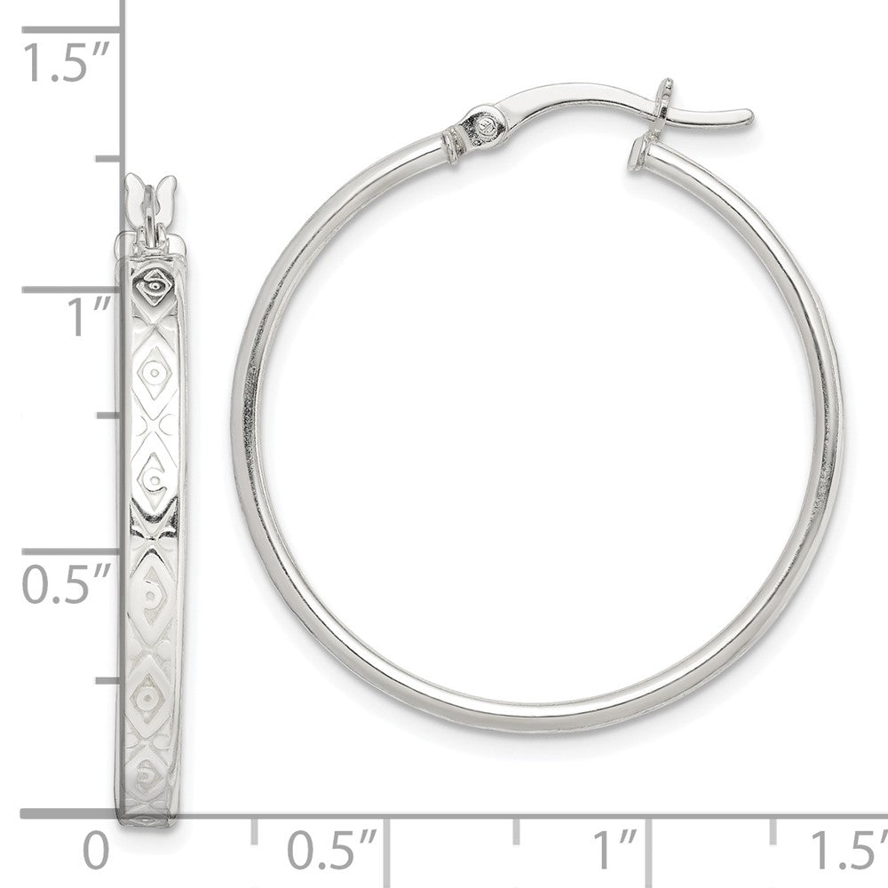 Sterling Silver Patterned 3mm Hoop Earrings