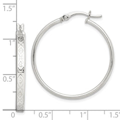 Sterling Silver Patterned 3mm Hoop Earrings