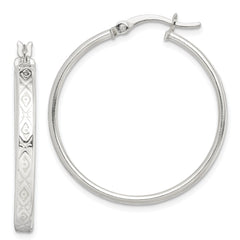 Sterling Silver Patterned 3mm Hoop Earrings