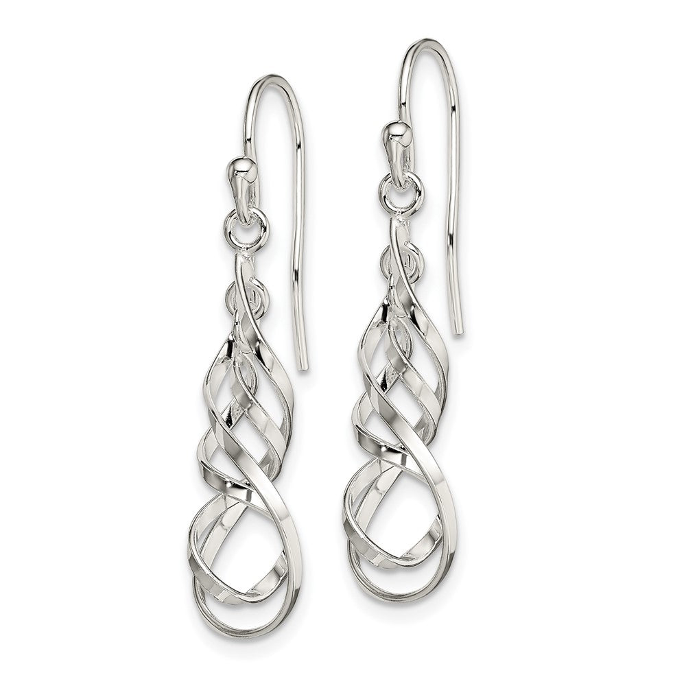 Sterling Silver Polished Twisted Dangle Earrings