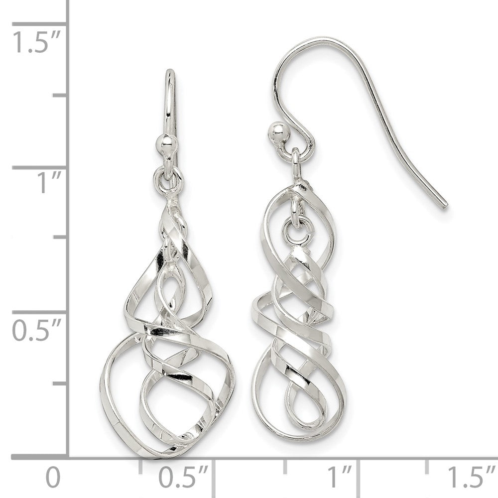 Sterling Silver Polished Twisted Dangle Earrings