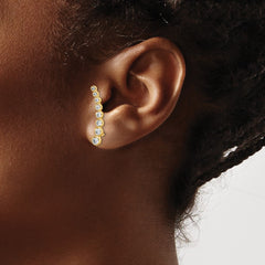 Yellow Gold-plated Sterling Silver CZ Ear Climber Earrings