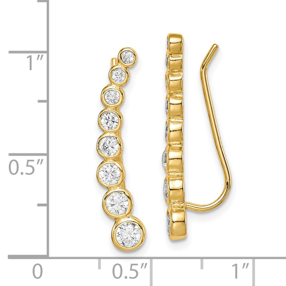 Yellow Gold-plated Sterling Silver CZ Ear Climber Earrings