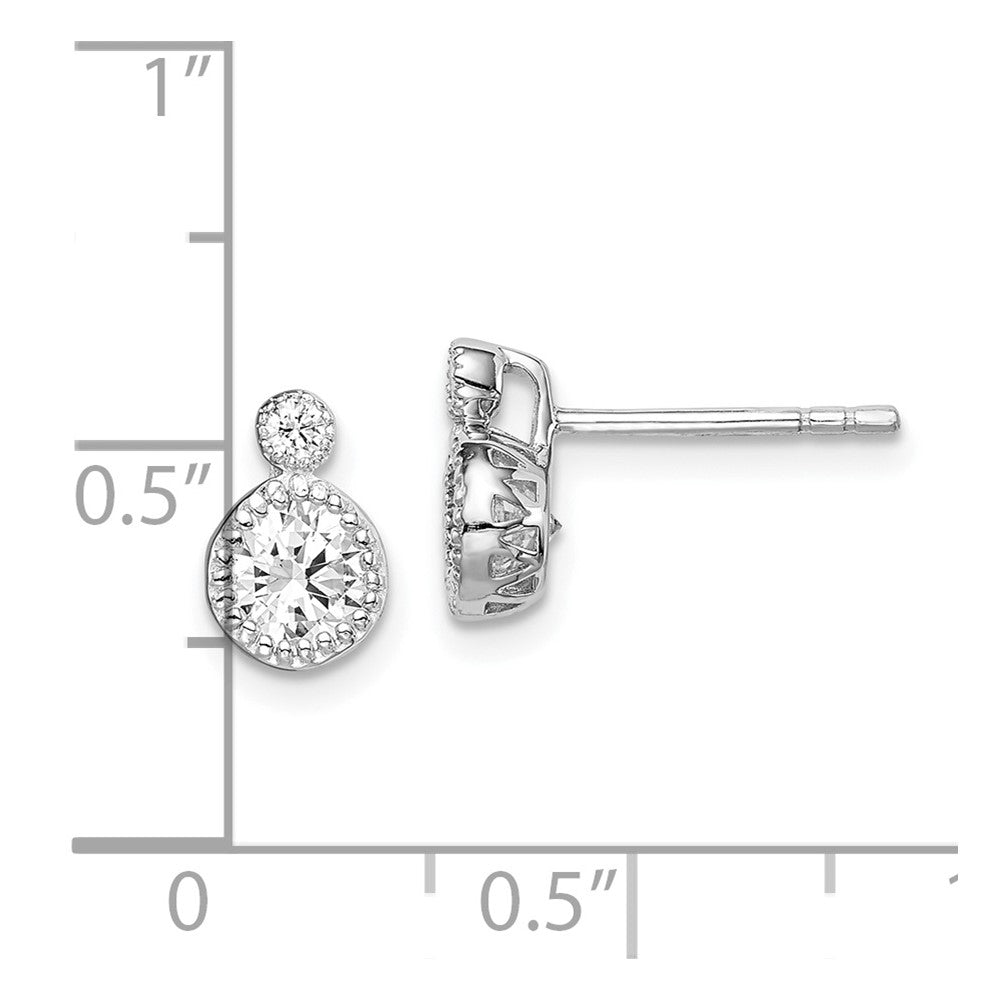 Rhodium-plated Sterling Silver 2-CZ Post Earrings