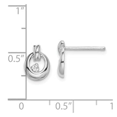 Rhodium-plated Sterling Silver CZ Circle Earrings