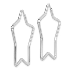 Rhodium-plated Sterling Silver 2mm Star Hoop Earrings