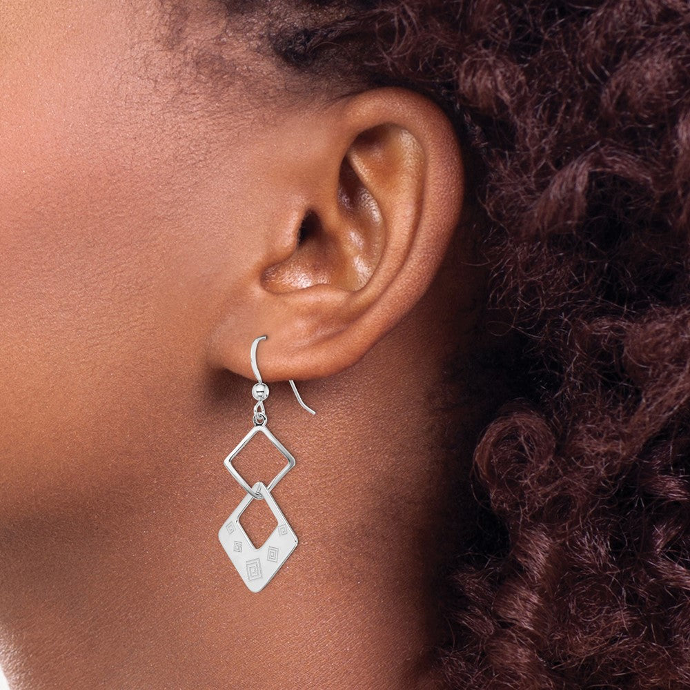 Sterling Silver Polished Geometric Dangle Earrings