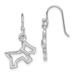 Rhodium-plated Sterling Silver Dog Dangle Earrings