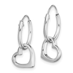 Rhodium-plated Sterling Silver Heart Hoop Earrings