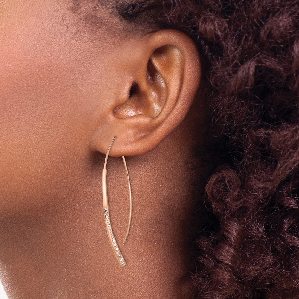 Rose Gold-plated Sterling Silver CZ Threader Earrings