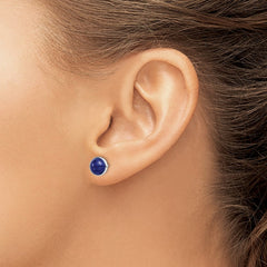 Rhodium-plated Sterling Silver 7mm Lapis Post Earrings