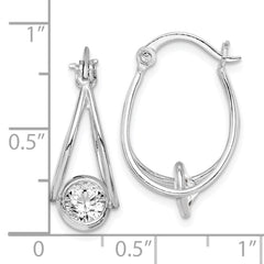 Rhodinierte Doppel-Creolen aus Sterlingsilber mit Zirkonia