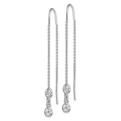 Rhodium-plated Sterling Silver CZ Threader Earrings