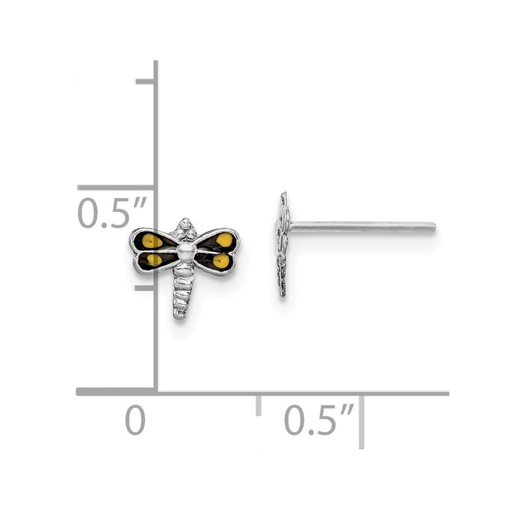 Rhodium-plated Sterling Silver Dragonfly Post Earrings