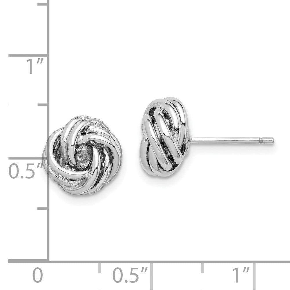 Rhodium-plated Sterling Silver Love Knot Post Earrings