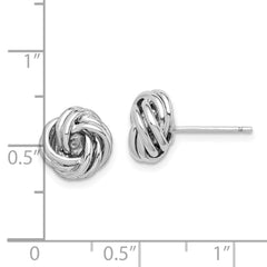 Rhodium-plated Sterling Silver Love Knot Post Earrings