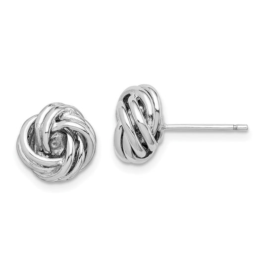 Rhodium-plated Sterling Silver Love Knot Post Earrings
