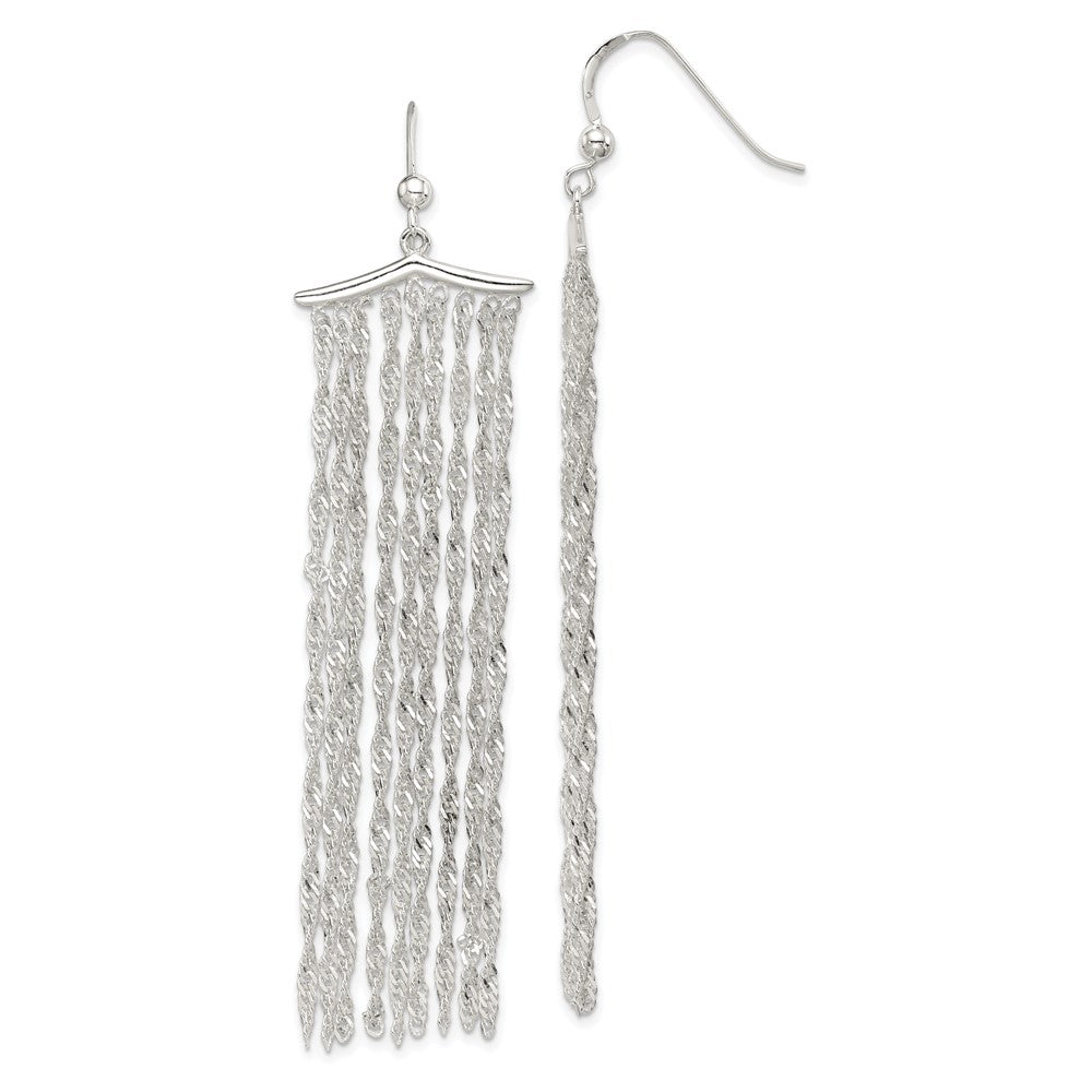 Sterling Silver Multi-strand Rope Chain Dangle Earrings