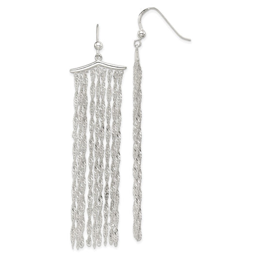Sterling Silver Multi-strand Rope Chain Dangle Earrings