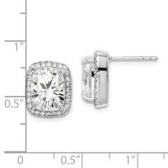 Rhodium-plated Sterling Silver 10x8 Cushion CZ Earrings