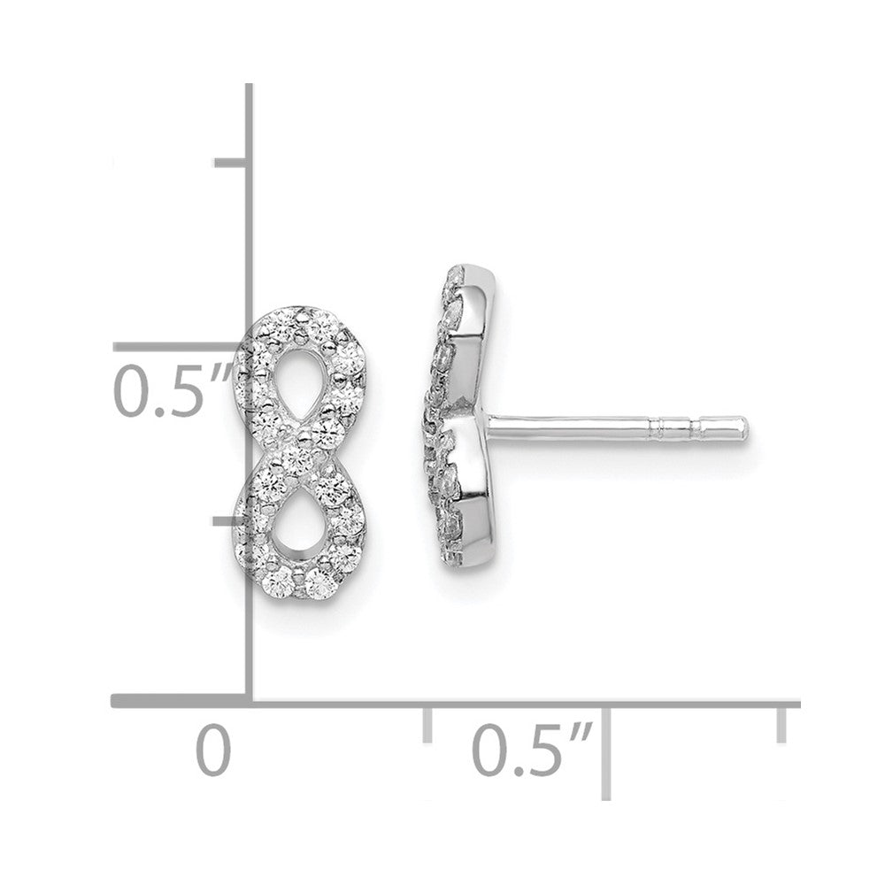 Rhodium-plated Sterling Silver CZ Infinity Post Earrings