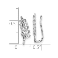 Rhodinierte Blatt-Ohrkletter-Ohrringe aus Sterlingsilber